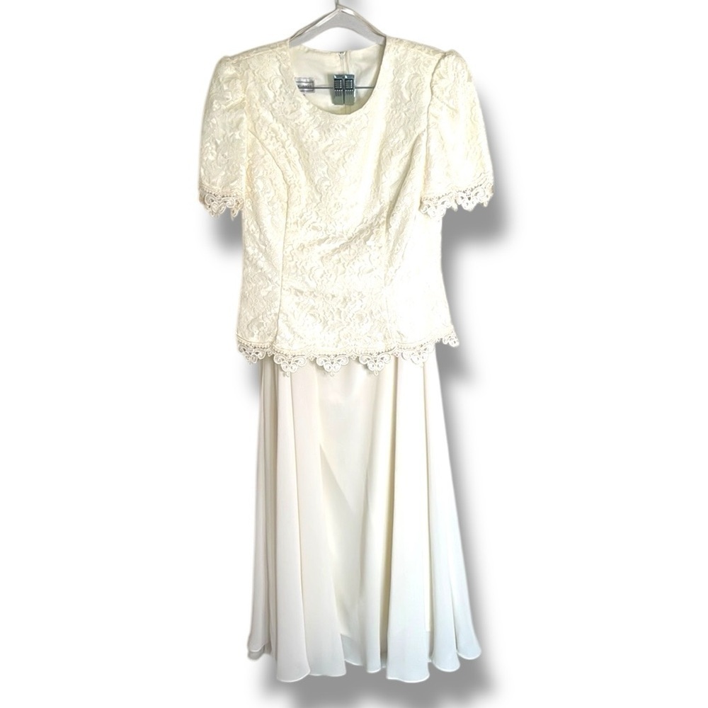 Vintage Scott McClintock 2 Piece Top & Maxi Skirt Cream Wedding Size 8